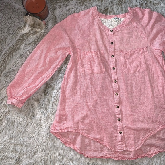 Umgee Lightweight Red/White Oversized Top - Picture 2 of 5